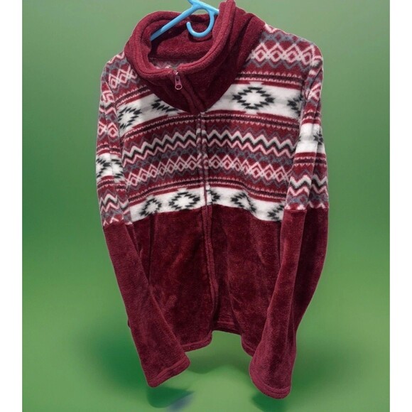 Trail Crest Women’s L Aztec Ultra Soft Women’s Plush Fleece Full Zip Jacket Ski - Picture 1 of 16